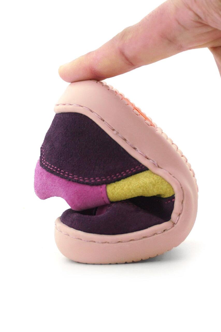 Rakerplus Bob Hakiki Deri Mor Pembe Barefoot Cırtlı Lastikli Bebek Sneaker Ayakkabı - 11