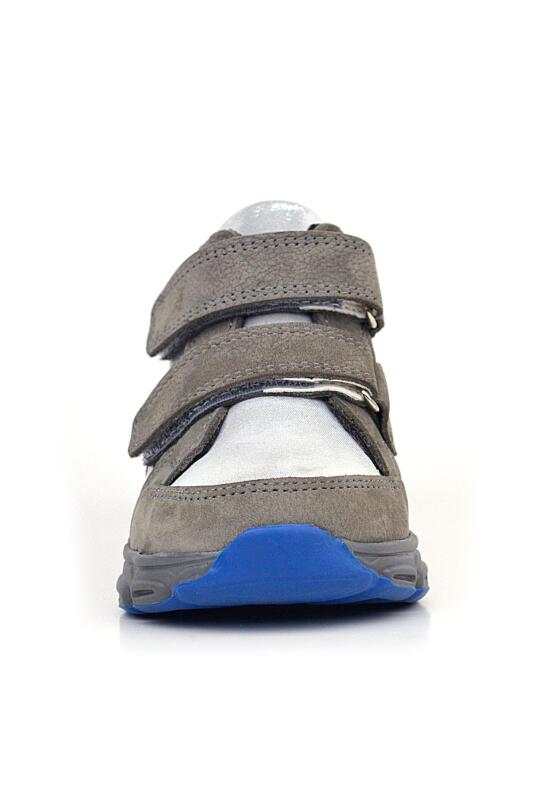 Rakerplus Hakiki Deri Gri Gümüş Cırtlı Kız Bebek Bot Ayakkabı - 3