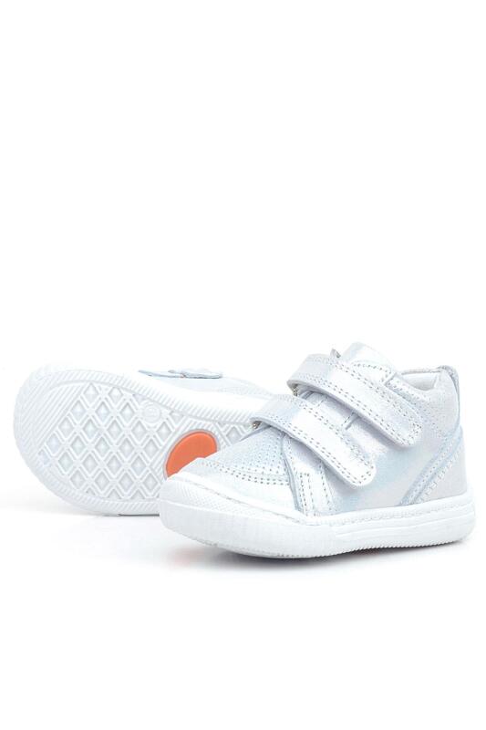 Rakerplus Raya Hakiki Deri Gümüş Simli Cırtlı Kız Bebek Bot - 5