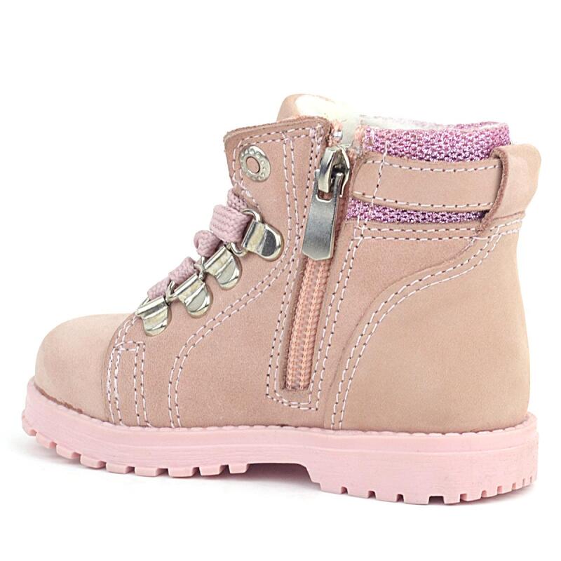 Rakerplus Griffon Hakiki Deri Pembe Simli Fermuarlı Kız Bebek Bot - 4