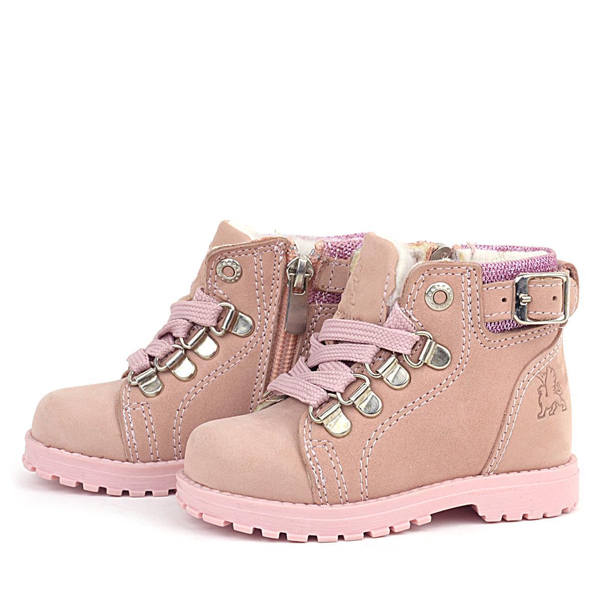 Rakerplus Griffon Hakiki Deri Pembe Simli Fermuarlı Kız Bebek Bot - 5