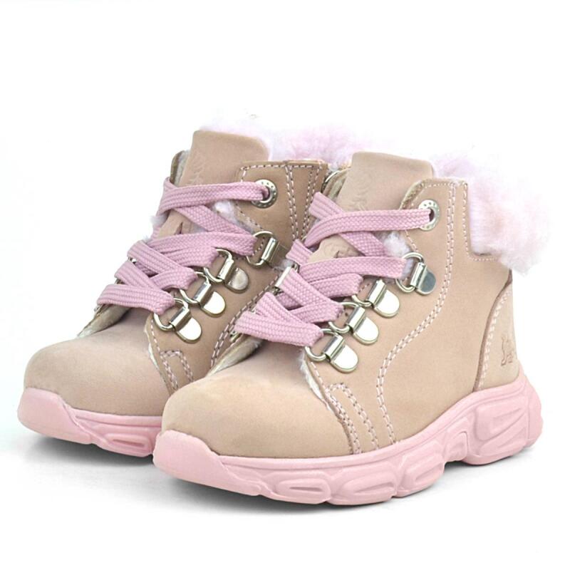 Rakerplus Hakiki Deri Pudra Pembe Fermuarlı Kışlık Kız Bebek Bot Ayakkabı - 3