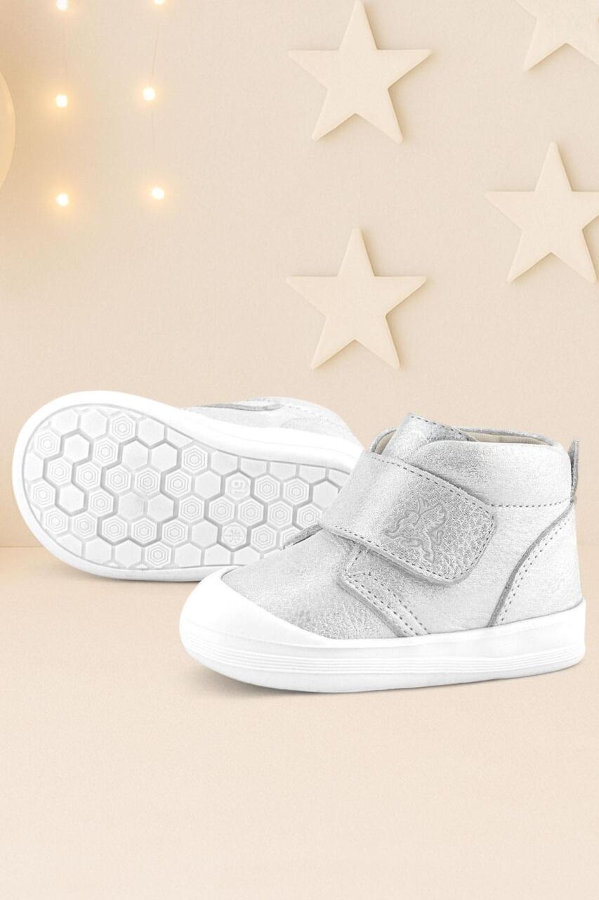 Rakerplus Yoohoo Hakiki Deri Beyaz Simli Cırtlı Unisex Bebek Bot - 1