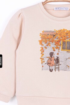 Kız Bebek Kedili Sweatshirt 9-24 Ay 35611 - 2