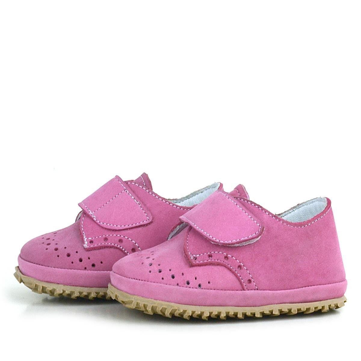 Hakiki Deri Pembe Cırtlı Bebek Patik Ayakkabı - 5