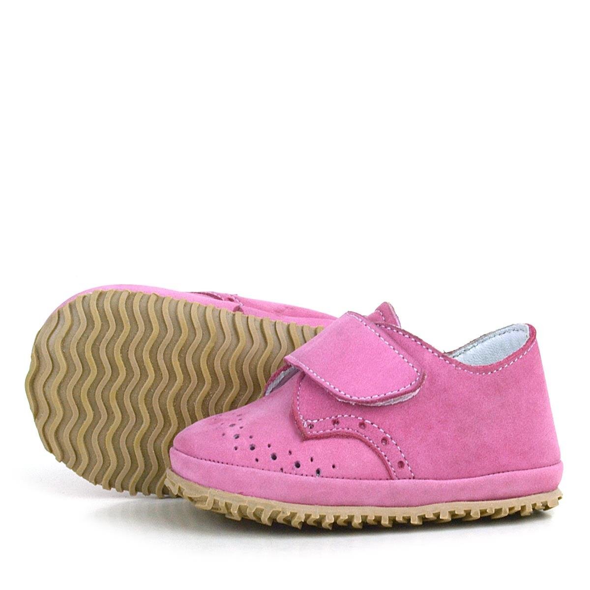Hakiki Deri Pembe Cırtlı Bebek Patik Ayakkabı - 6