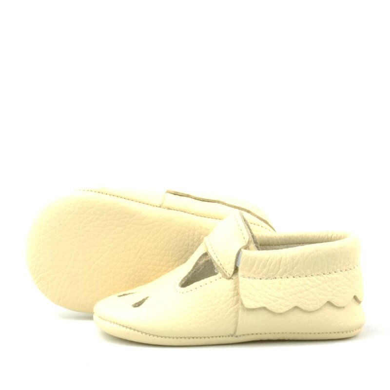 Bubbles Hakiki Deri Bej Lastikli Bebek Patik - 6