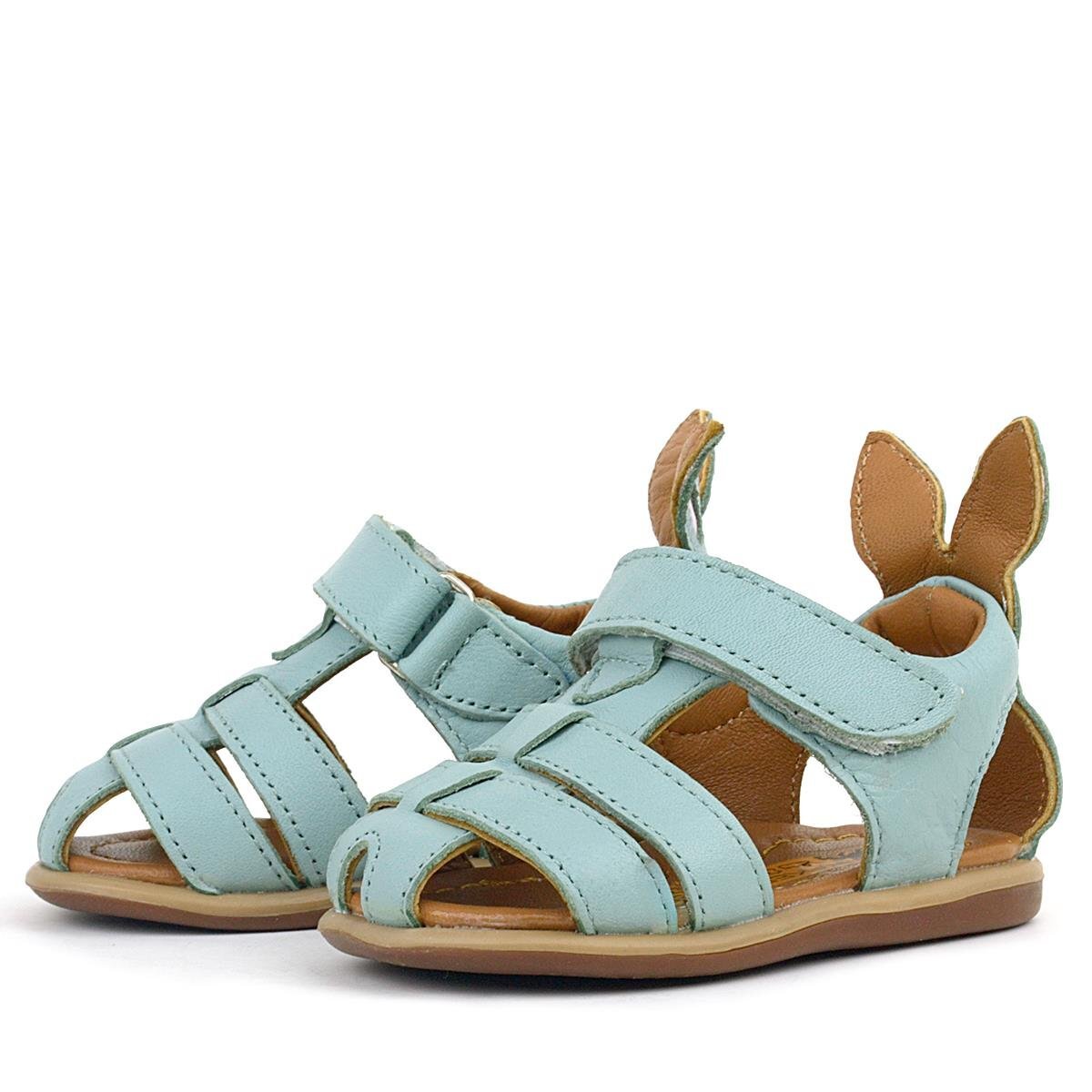 Rakerplus Bunny Hakiki Deri Turkuaz Cırtlı Bebek Sandalet - 5