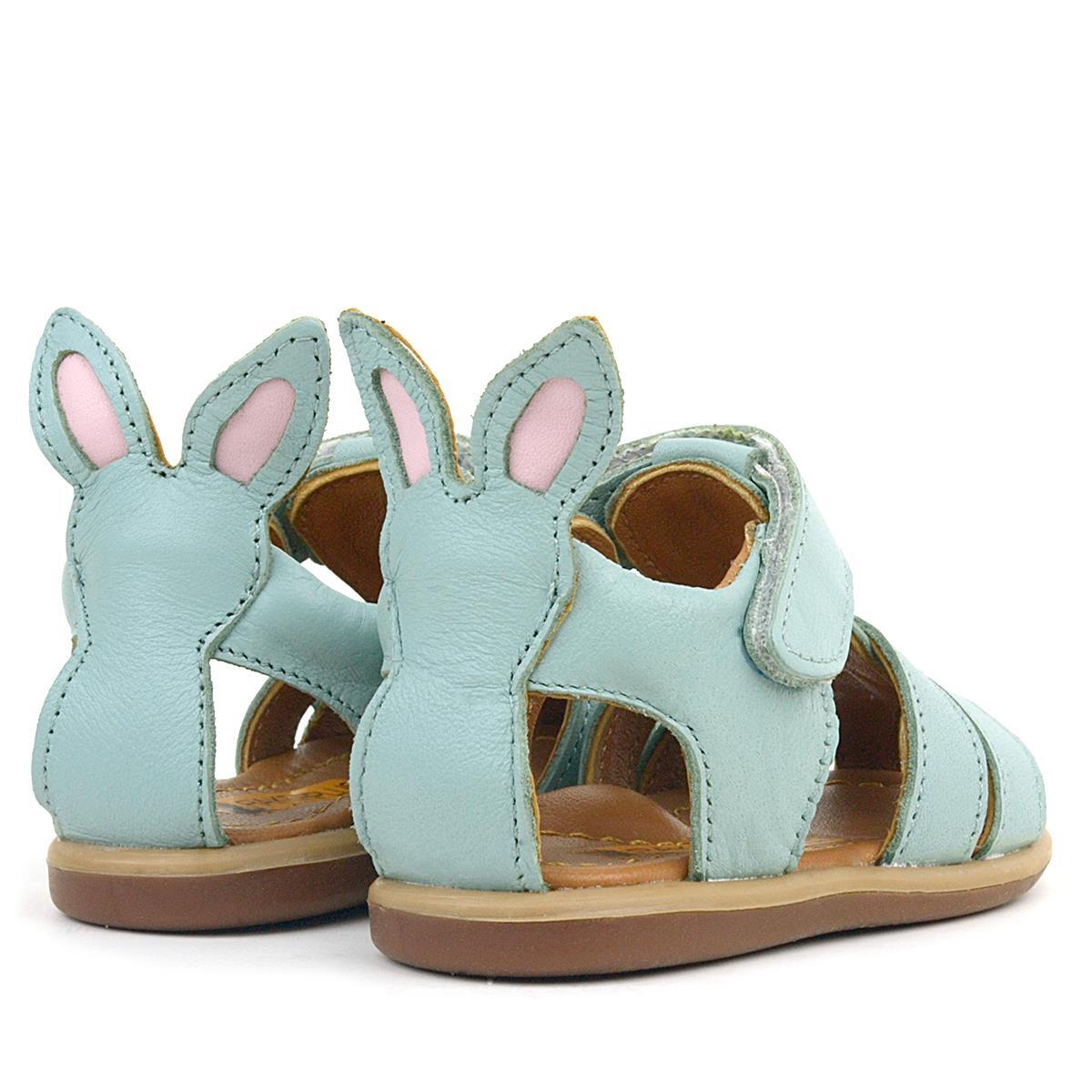 Rakerplus Bunny Hakiki Deri Turkuaz Cırtlı Bebek Sandalet - 7