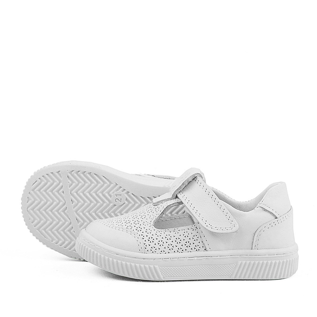 Rakerplus Bheem Hakiki Deri Beyaz Cırtlı Bebek Sneaker Sandalet - 5