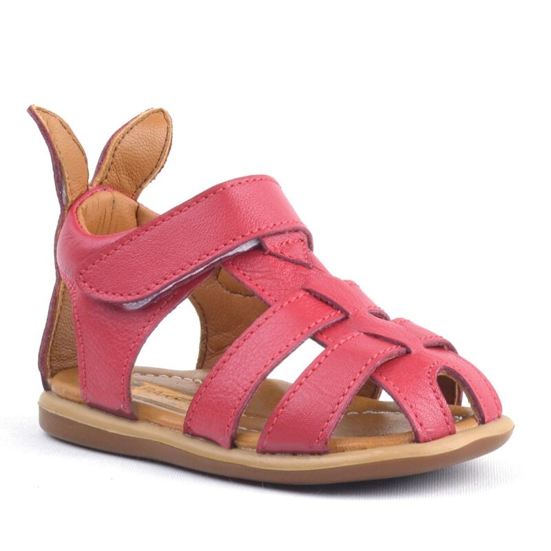 Rakerplus Bunny Hakiki Deri Kırmızı Cırtlı Bebek Sandalet - 1