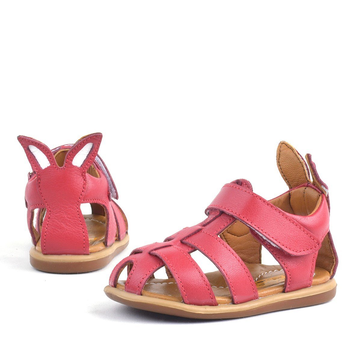 Rakerplus Bunny Hakiki Deri Kırmızı Cırtlı Bebek Sandalet - 3