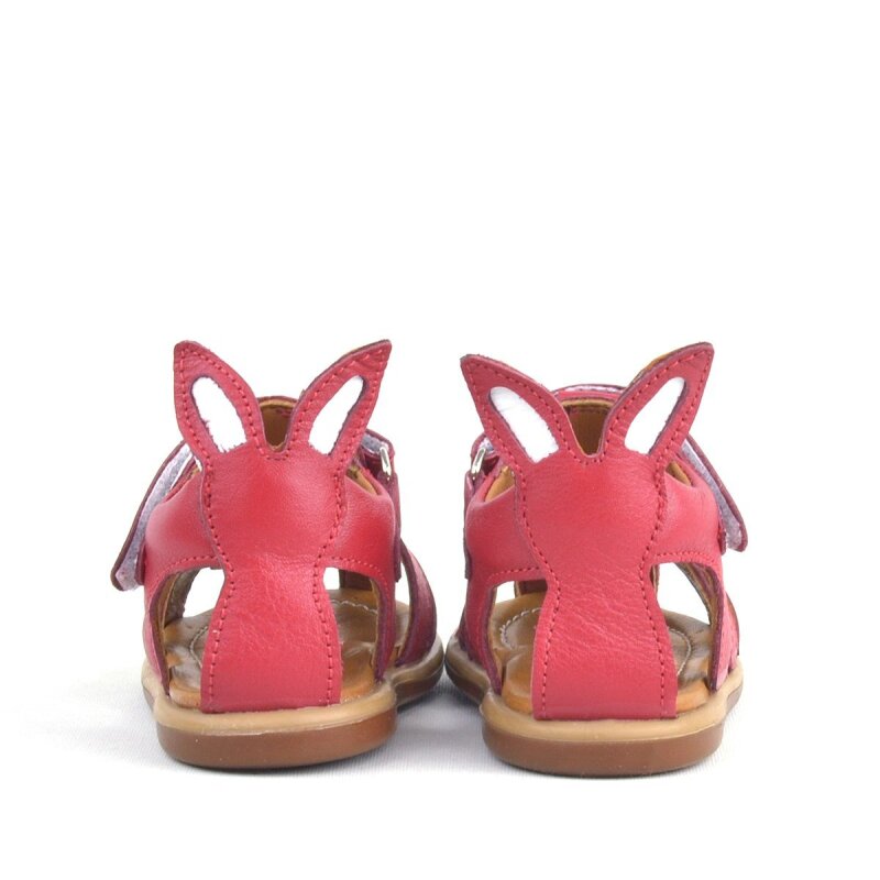 Rakerplus Bunny Hakiki Deri Kırmızı Cırtlı Bebek Sandalet - 6