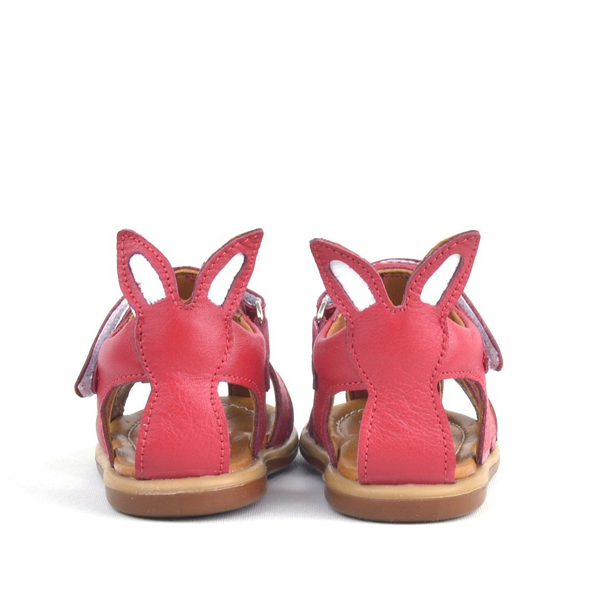 Rakerplus Bunny Hakiki Deri Kırmızı Cırtlı Bebek Sandalet - 6