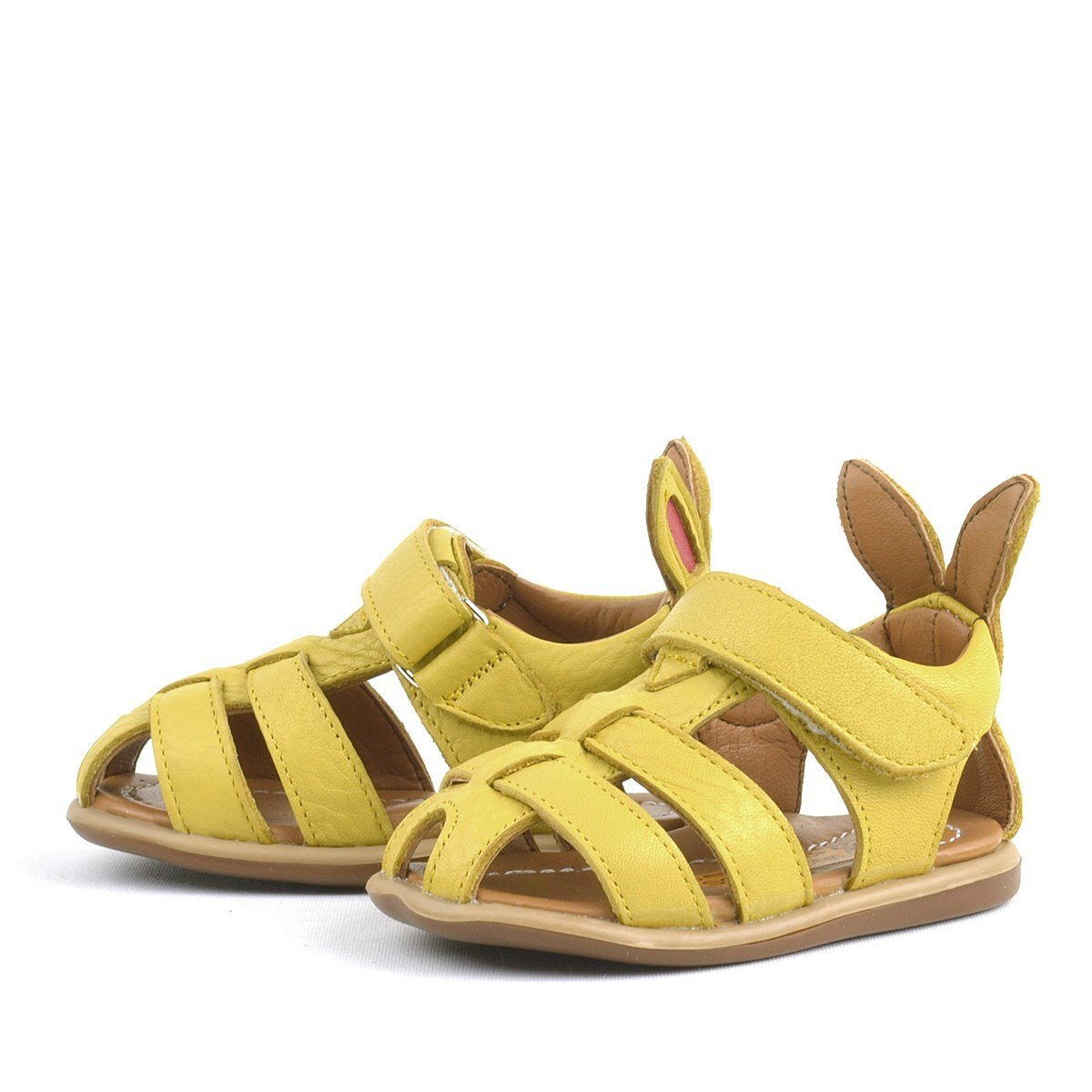 Rakerplus Bunny Hakiki Deri Sarı Cırtlı Bebek Sandalet - 5