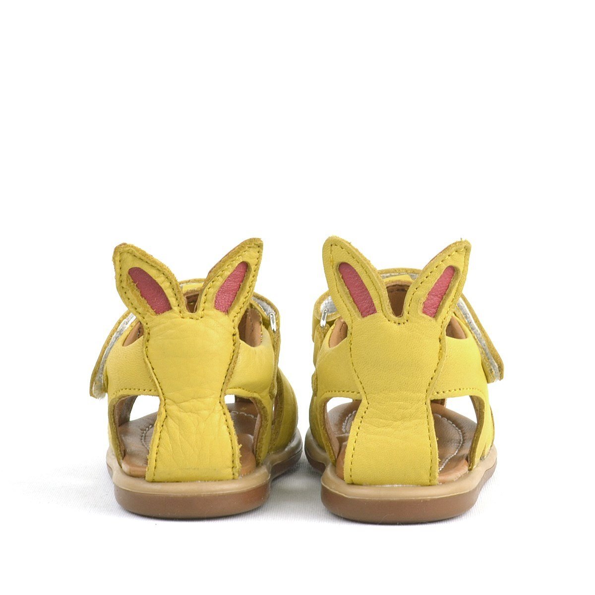 Rakerplus Bunny Hakiki Deri Sarı Cırtlı Bebek Sandalet - 6