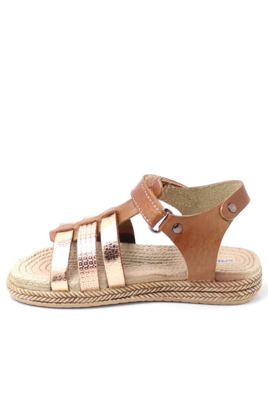 Artico Bellini Vaketa Hakiki Deri Taba Kız Bebek Çocuk Sandalet - 3