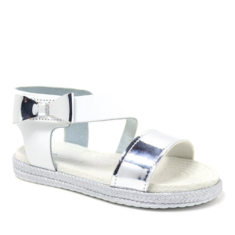 Artico Elenis Hakiki Deri Beyaz Gümüş Kız Bebek Sandalet - Artico