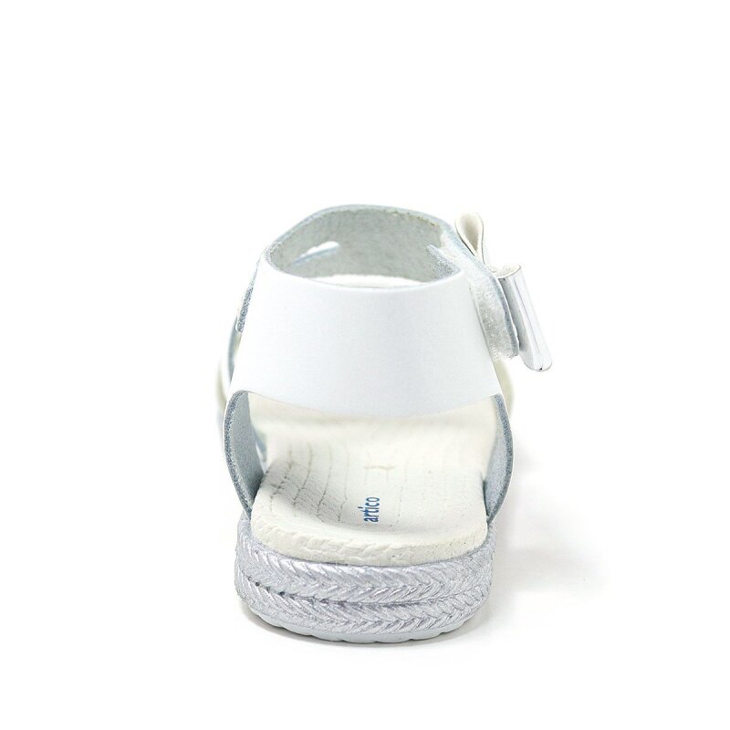 Artico Elenis Hakiki Deri Beyaz Gümüş Kız Bebek Sandalet - 5