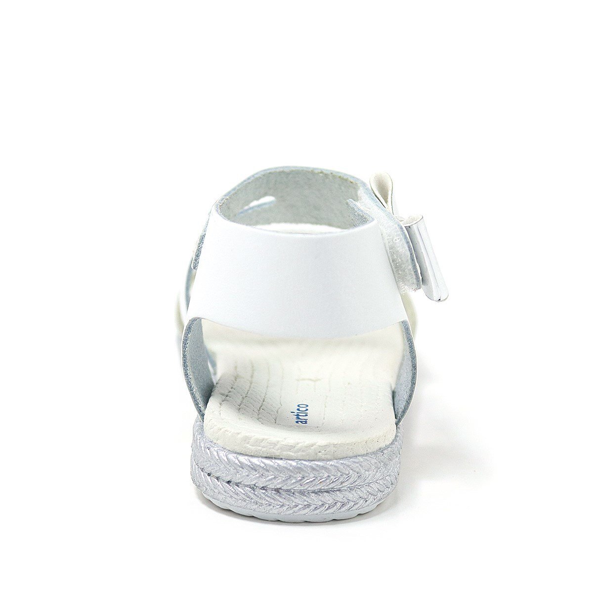 Artico Elenis Hakiki Deri Beyaz Gümüş Kız Bebek Sandalet - 5