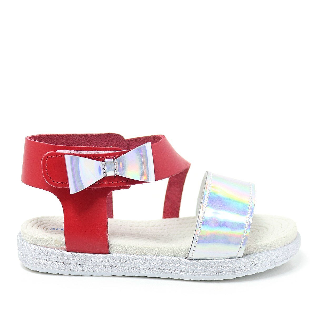 Artico Elenis Hakiki Deri Kırmızı Gümüş Kız Bebek Sandalet - 2