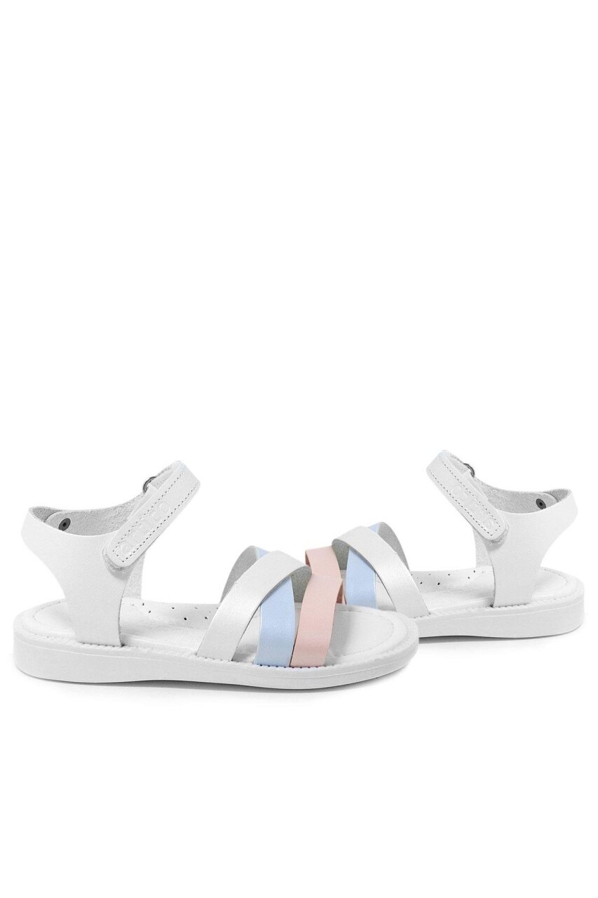 Artico Alexia Hakiki Deri Vaketa Pembe Beyaz Kız Bebek Sandalet - 6