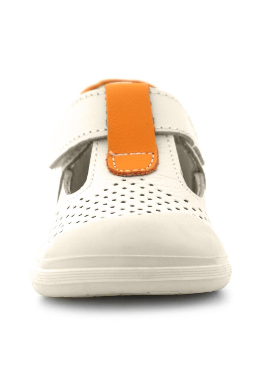 Rakerplus Shaun Hakiki Deri Bej Turuncu Cırtlı Anatomik Bebek Sandalet - 4