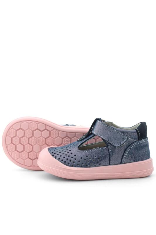 Rakerplus Shaun Hakiki Deri Lacivert Simli Cırtlı Anatomik Bebek Sandalet - 4