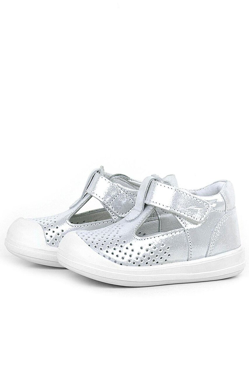 Rakerplus Shaun Hakiki Deri Beyaz Simli Cırtlı Anatomik Bebek Sandalet Ayakkabı - 4