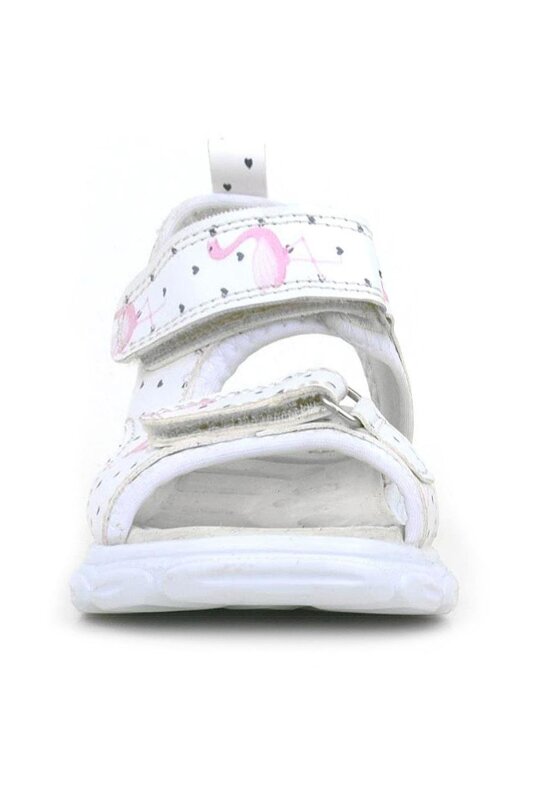 Rakerplus Beyaz Flamingo Cırtlı Bebek Sandalet Ayakkabı - 3