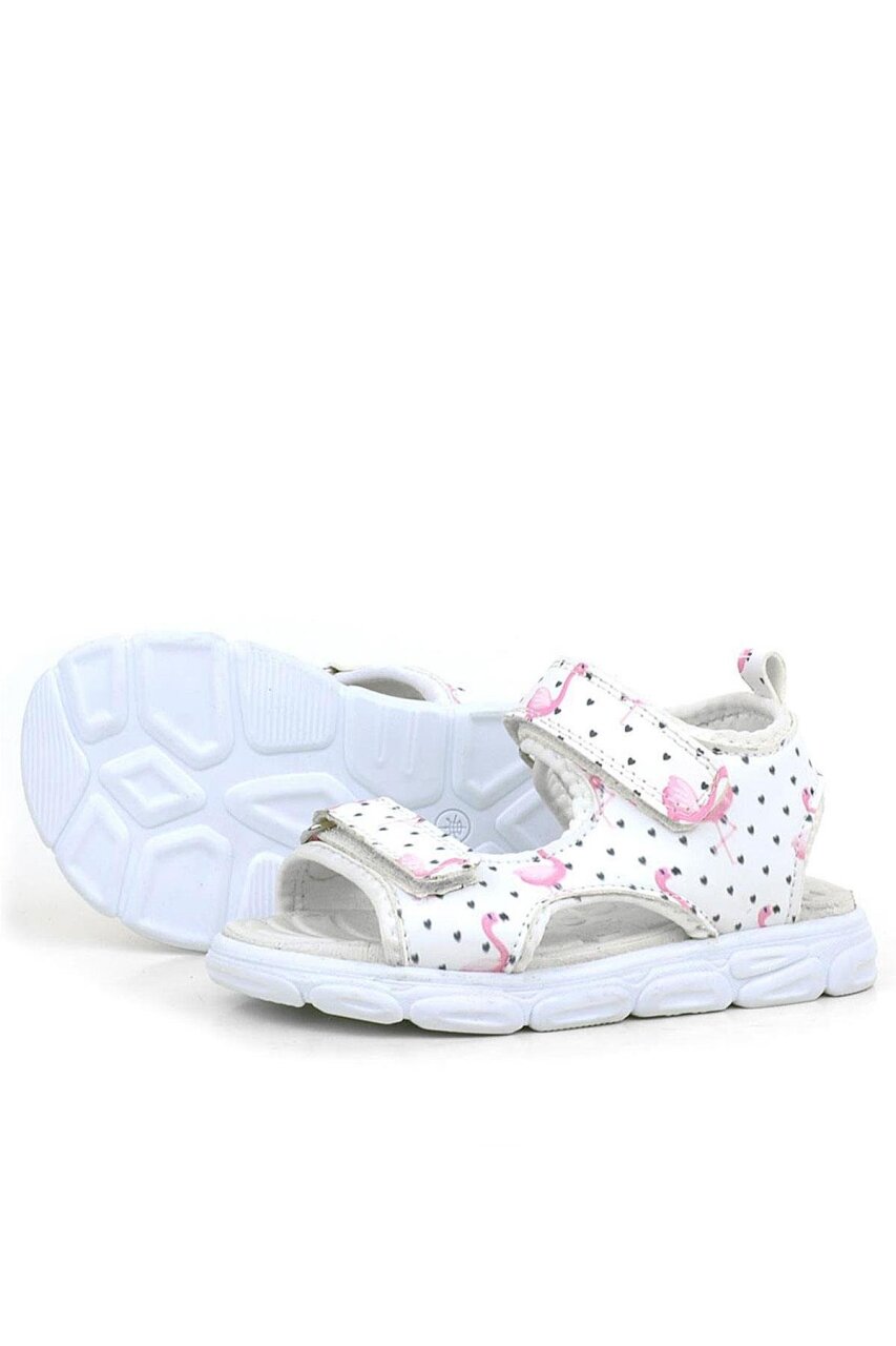 Rakerplus Beyaz Flamingo Cırtlı Bebek Sandalet Ayakkabı - 5
