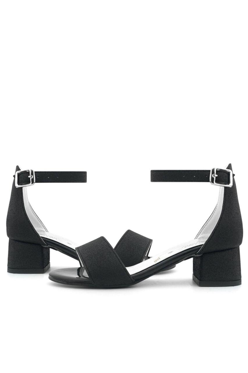 Lilo Simli Siyah Tek Bantlı Kız Çocuk Topuklu Abiye Ayakkabı - 7