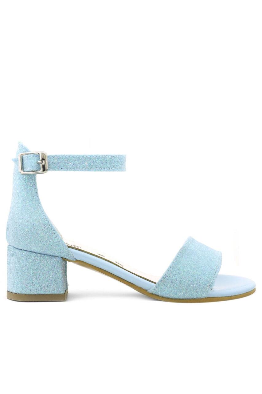 Lilo Simli Mavi Tek Bantlı Kız Çocuk Topuklu Abiye Ayakkabı - 3