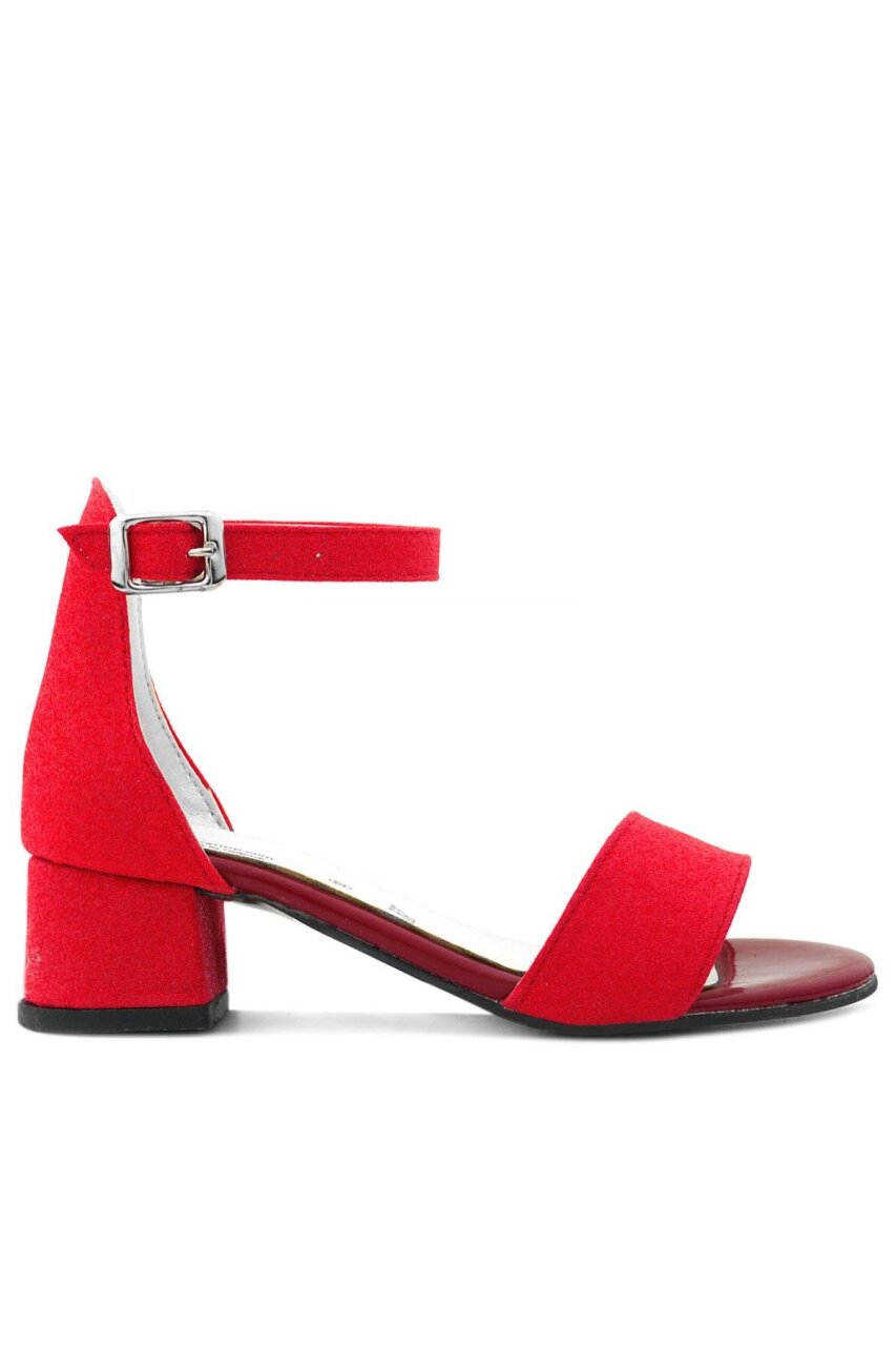 Lilo Simli Kırmızı Tek Bantlı Kız Çocuk Topuklu Abiye Ayakkabı - 2