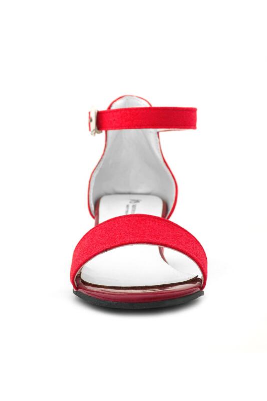 Lilo Simli Kırmızı Tek Bantlı Kız Çocuk Topuklu Abiye Ayakkabı - 3