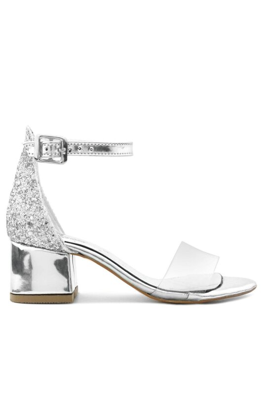 Luisa Gümüş Şeffaf Tek Bantlı Kız Çocuk Abiye Ayakkabı - 3