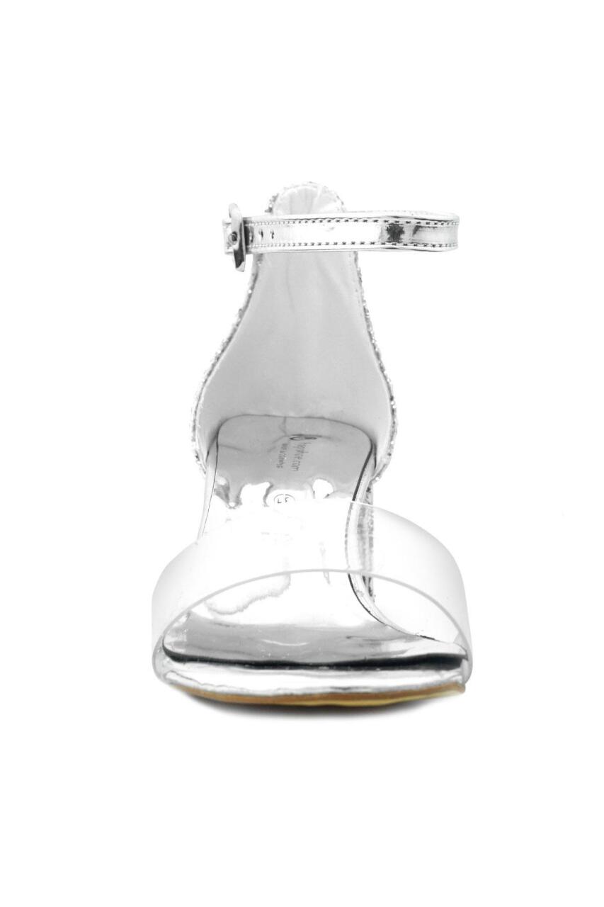 Luisa Gümüş Şeffaf Tek Bantlı Kız Çocuk Abiye Ayakkabı - 4