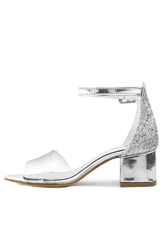 Luisa Gümüş Şeffaf Tek Bantlı Kız Çocuk Abiye Ayakkabı - 5