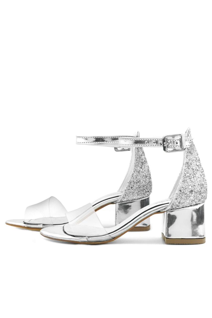 Luisa Gümüş Şeffaf Tek Bantlı Kız Çocuk Abiye Ayakkabı - 6