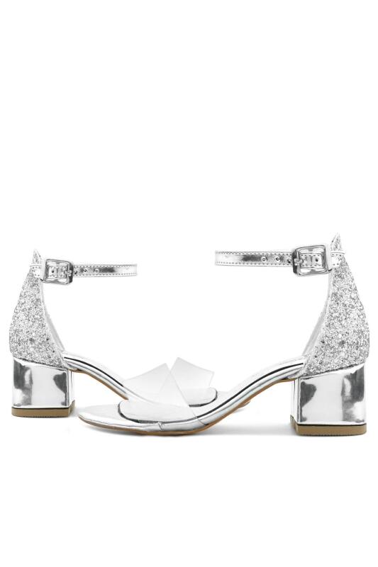 Luisa Gümüş Şeffaf Tek Bantlı Kız Çocuk Abiye Ayakkabı - 8