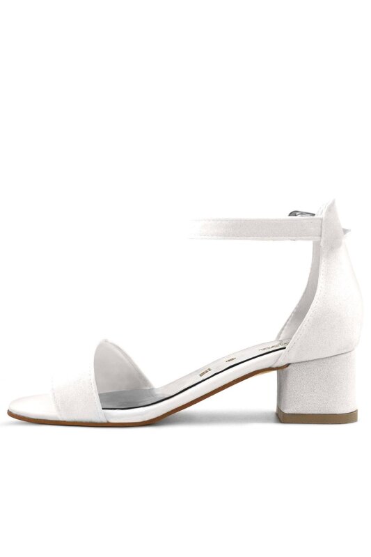 Lilo Simli Beyaz Tek Bantlı Kız Çocuk Topuklu Abiye Ayakkabı - 5