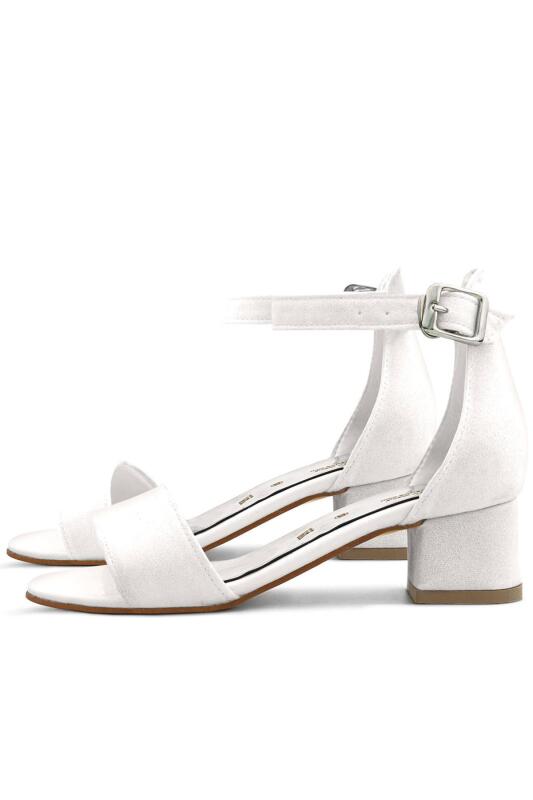 Lilo Simli Beyaz Tek Bantlı Kız Çocuk Topuklu Abiye Ayakkabı - 6