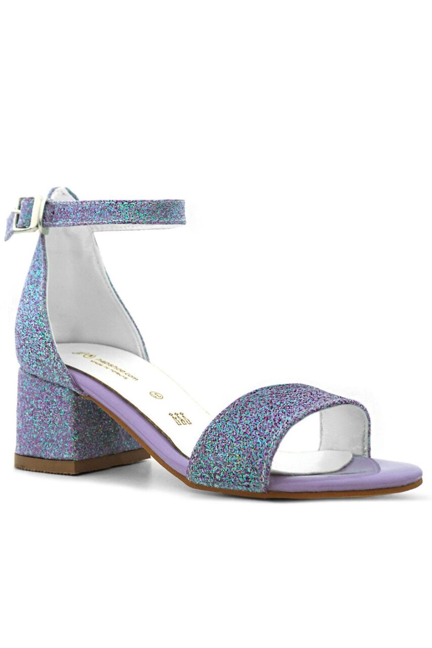 Lilo Simli Mor Tek Bantlı Kız Çocuk Topuklu Abiye Ayakkabı - 2