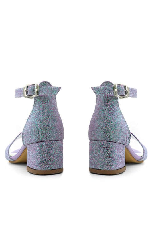 Lilo Simli Mor Tek Bantlı Kız Çocuk Topuklu Abiye Ayakkabı - 8