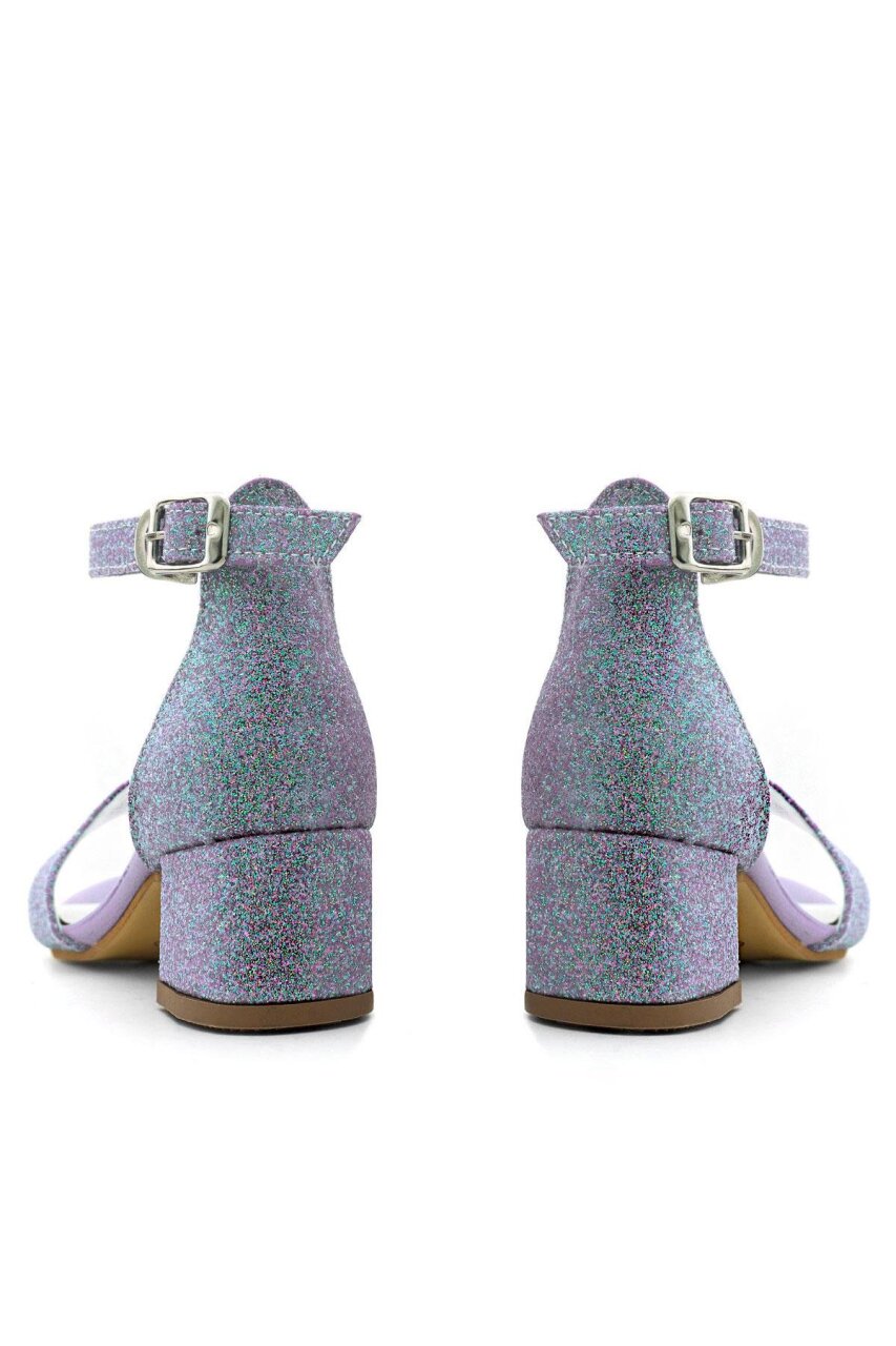 Lilo Simli Mor Tek Bantlı Kız Çocuk Topuklu Abiye Ayakkabı - 8