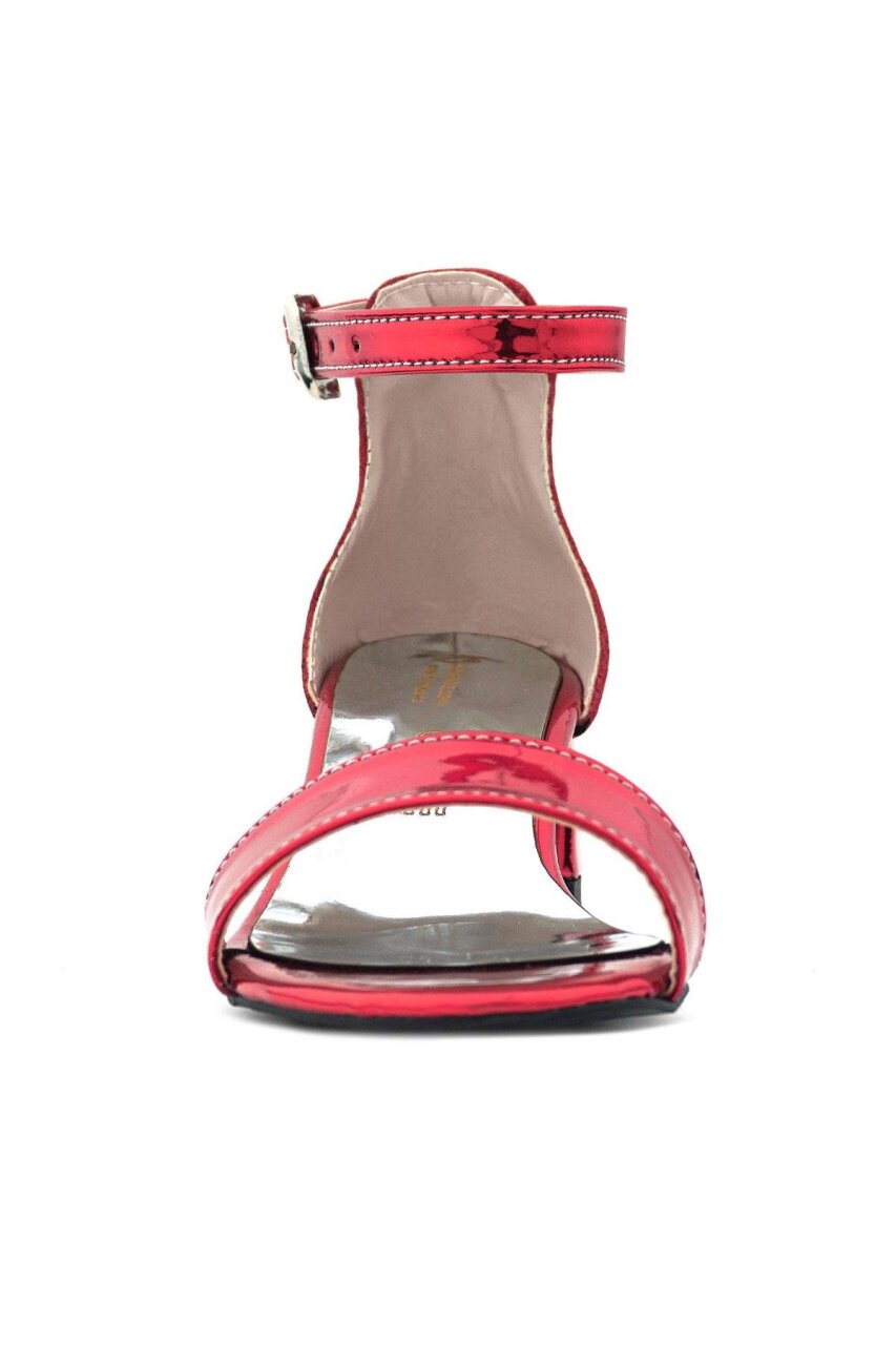 Elsa Kırmızı Aynalı Kalın Topuklu Kız Çocuk Abiye Ayakkabı - 2