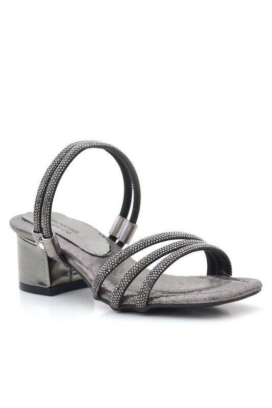 Judy Platin Taşlı Kız Çocuk Topuklu Terlik Ayakkabı - 2