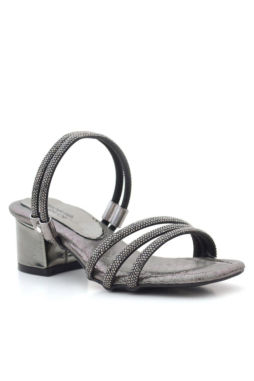 Judy Platin Taşlı Kız Çocuk Topuklu Terlik Ayakkabı - 2