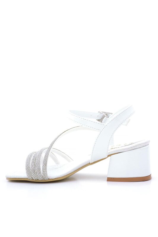 Moana Beyaz Taş Detaylı Kız Çocuk Topuklu Abiye Ayakkabı - 2