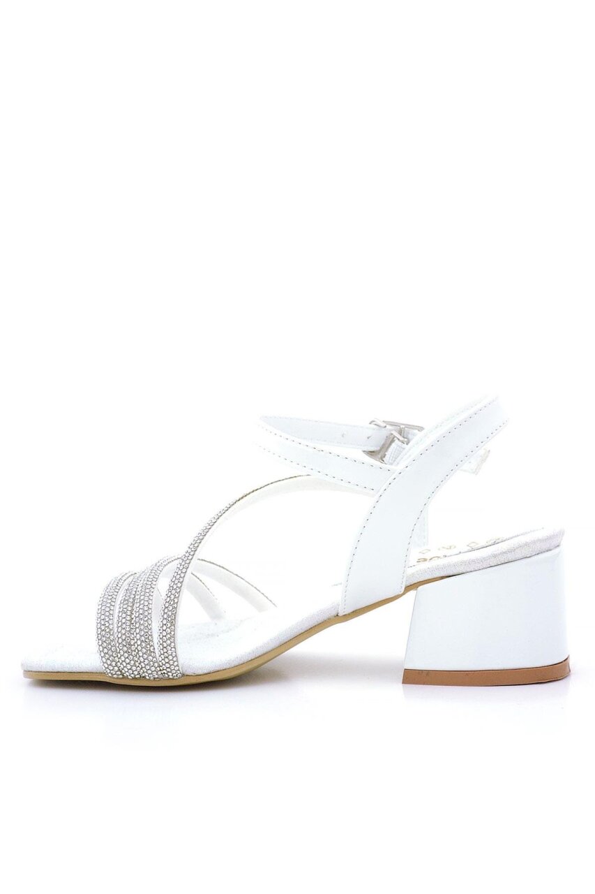 Moana Beyaz Taş Detaylı Kız Çocuk Topuklu Abiye Ayakkabı - 2
